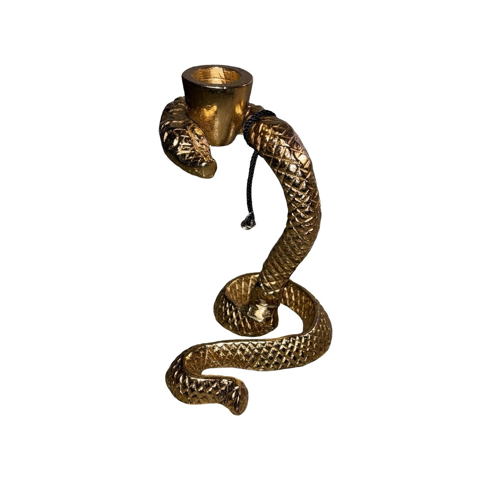 Gold Metal Snake Taper Candle Holder Coiled Serpent Metallic Gothic Home Decor